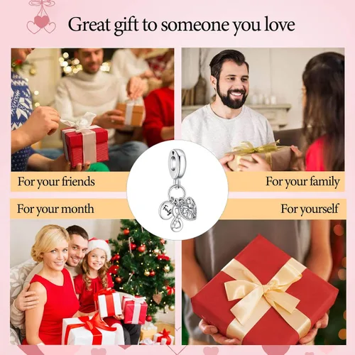 Miniatura 6 de VALGACLS Dijes de plata de ley 925 con forma de corazón para pulseras y collares, día de San Valentín, día de la madre, joyería para mujer