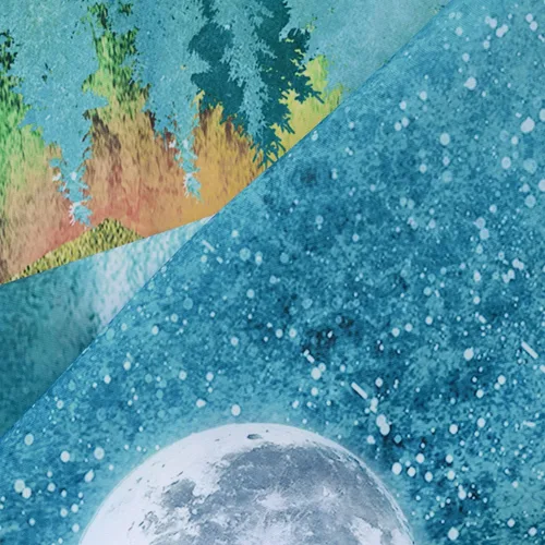 Miniatura 4 de RosieLily Cortina de ducha con diseño de lago de montaña, cielo nocturno estrellado, paisaje de luna y bosque para baño, 72 pulgadas de ancho x 72