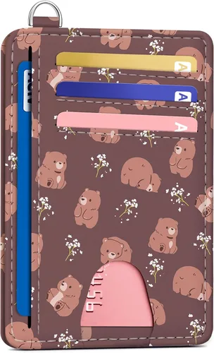 Miniatura 19 de Mayski Cartera delgada minimalista, soporte para tarjetas de crédito para mujeres y hombres, estuches para tarjetas con bloqueo RFID en el bolsillo