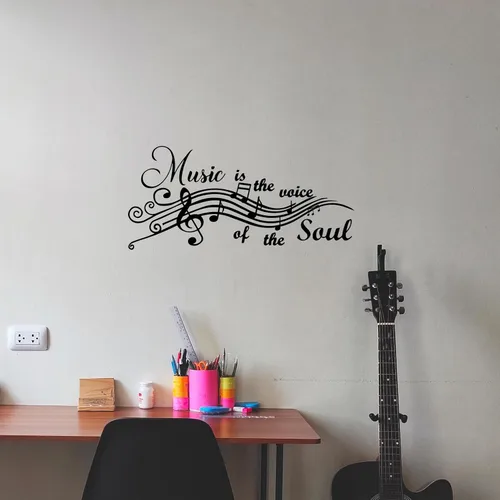 Miniatura 7 de Music is the Voice of The Soul - Calcomanías de vinilo para pared, citas, refranes, palabras, artes, letras para sala de música