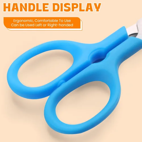 Miniatura 6 de BURVAGY Paquete de 60 tijeras para niños pequeños de 5 pulgadas, cuchillas afiladas de acero inoxidable, tijeras de agarre cómodo para niños, papel
