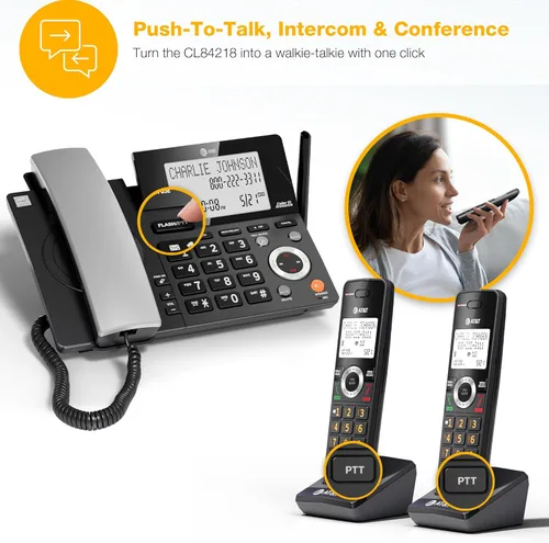 Miniatura 11 de AT&T DECT 6.0 Teléfono doméstico con cable/inalámbrico con 2 auriculares y contestador automático, bloqueador inteligente de llamadas, identificador