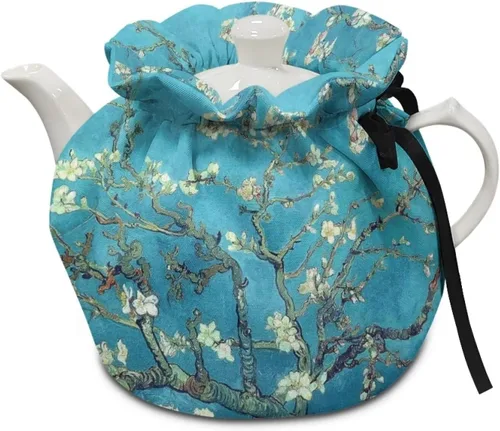 Miniatura 7 de DISNIMO Funda de tetera aislada a prueba de polvo con diseño floral de colibrí, para mantener el calor, accesorios decorativos, colcha