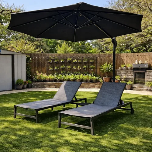 Miniatura 51 de PURPLE LEAF Sombrilla de Patio de 8 Pies para Exteriores Sombrilla Cantilever Cuadrada de Aluminio Sombrilla Offset con Rotación de 360 Grados
