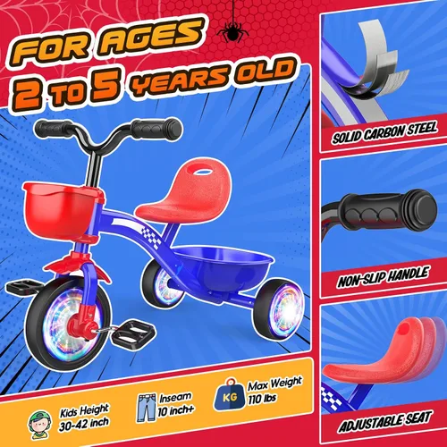 Miniatura 6 de Triciclo para niños pequeños de 1-3, 3-5 años, bicicleta de equilibrio de unicornio para bebés con ruedas de iluminación coloridas y canasta grande