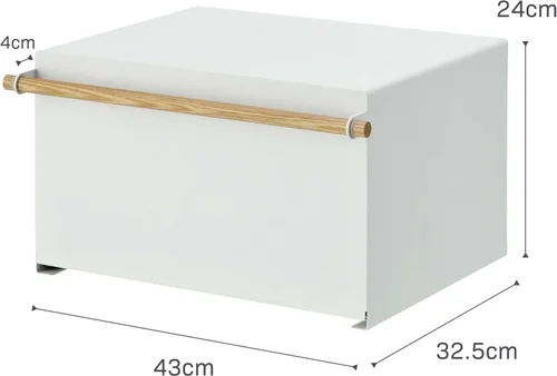 Miniatura 9 de YAMAZAKI Caja de Pan Moderna para el Hogar – Contenedor de Almacenamiento de Pan de Acero + Madera para Encimera, Caja de Pan Grande Blanca