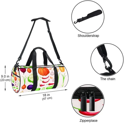 Miniatura 5 de AISSO Duffel Bag for Women Men Healthy Vegetables Sports Gym Tote Bag Weekend Overnight Travel Bag Outdoor Luggage Handbag