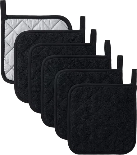 Miniatura 11 de Juego de soportes para ollas de cocina, resistentes al calor, juego de agarraderas de algodón puro, salvamanteles, posavasos grandes, almohadillas