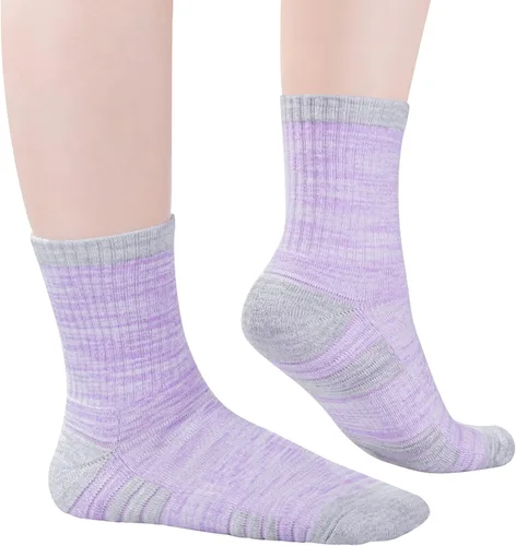 Miniatura 3 de YUEDGE Calcetines acolchados de algodón que absorben la humedad para mujer, 5 parespaquete de 5 parespaquete de calcetines deportivos de senderismo