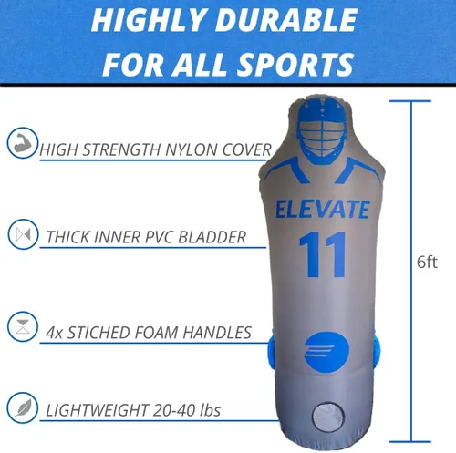 Miniatura 4 de Elevate Maniquí inflable con bomba de aire, gran ayuda de entrenamiento deportivo para lacrosse, fútbol, baloncesto, hockey sobre césped, saco