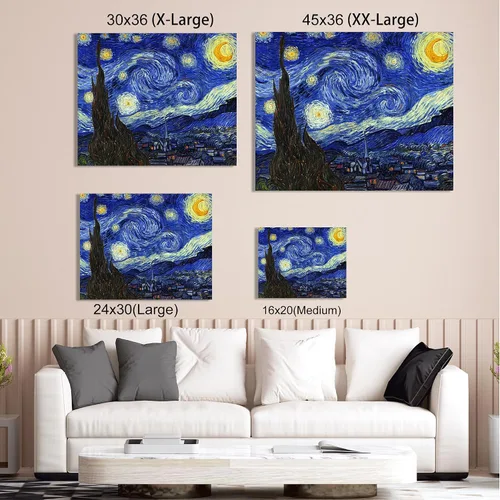 Miniatura 723 de A&T ARTWORK Campo de trigo con cipreses de Van Gogh Las reproducciones de arte clásico mundial, impresiones en lienzo giclée para decoración