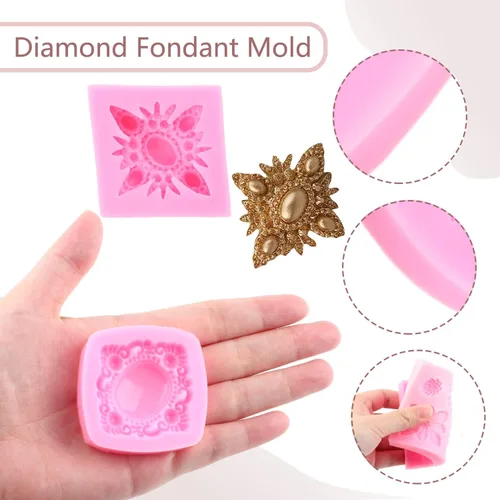 Miniatura 2 de Broche de diamante moldes de silicona, broche de joyas, molde de fondant, molde de chocolate para decoración de pasteles, decoración de cupcakes