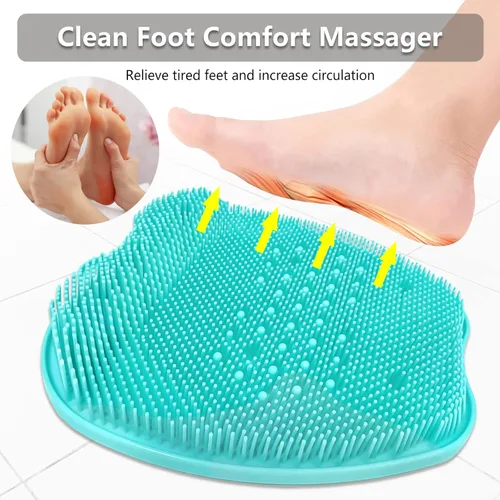Miniatura 5 de Alfombrilla de ducha para pies, tamaño XL más grande, con ventosas antideslizantes, limpia, exfolia, masajea tus pies sin doblarse, circulación