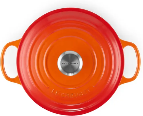 Miniatura 2 de Le Creuset Signature - Olla de hierro fundido esmaltado, 3.5 cuartos de galón, color rojo anaranjado Llama