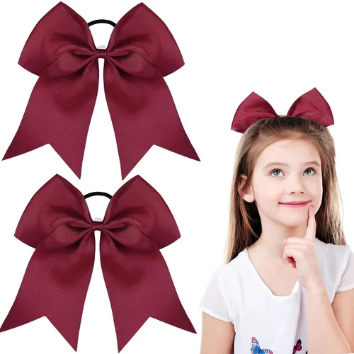 Miniatura 28 de 2 paquetes de lazos grandes para animadoras de 8 pulgadas con soporte para coleta, lazos grandes para el cabello para uniformes de sóftbol para Negro