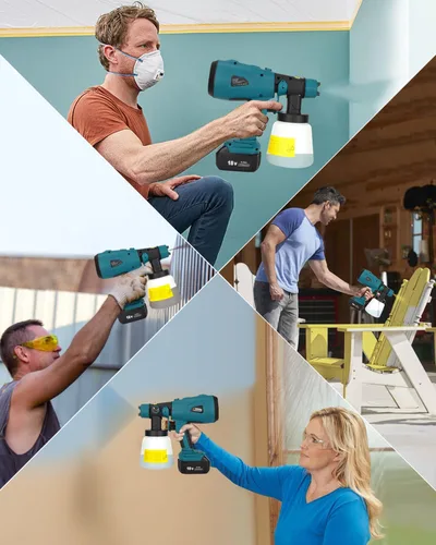 Miniatura 7 de Taingwei Pulverizador de pintura inalámbrico para batería Makita LXT de 18 V, pistola pulverizadora de pintura HVLP de 200 W con motor sin