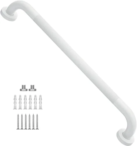 Barra de agarre antideslizante para ducha de 24 pulgadas, acabado blanco frotado con aceite, diámetro de 1.25", Barra de agarre para baño Munzong,