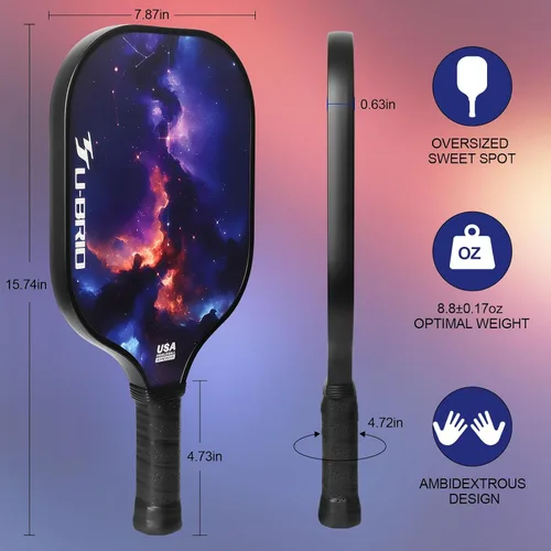 Miniatura 4 de Pickleball Paddles Set of 2 Paddles 4 Balls and 1 Bag Pickleball Set 16MM Fiberglass Pickleball Paddle for Men Women, Pickleball Gifts for Women/Men