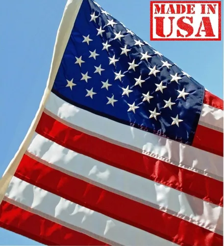 Miniatura 2 de Bandera estadounidense de fábrica – Bandera estadounidense de 3 x 5 pies (estrellas bordadas, rayas cosidas) Bandera de nailon SolarMax