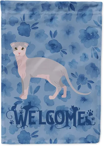 Miniatura 320 de Caroline's Treasures CK4813CHF - Bandera de bienvenida con gato abisinio azul, manga grande, para porche, para colgar en la pared, poliéster