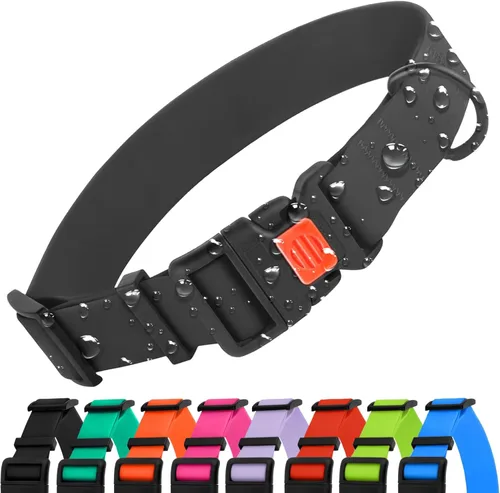 CollarDirect Collar de Perro Impermeable – Silicona, Collar de Plástico, Resistente a Olores, Fácil de Limpiar, para Perros Grandes, Medianos y Negro