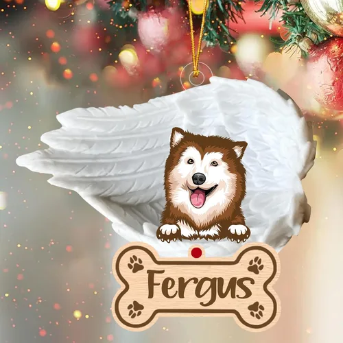 Miniatura 68 de Adorno de perro afgano de 1 ángel, adorno acrílico 2D personalizado conmemorativo para perros, regalo por pérdida de mascotas, regalo