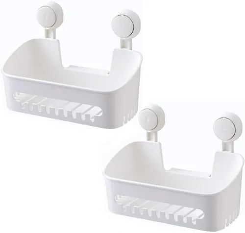 Miniatura 7 de Organizador de ducha con ventosa, organizador de ducha duradero, sin perforaciones, cesta de ducha extraíble para almacenamiento de baño, potente