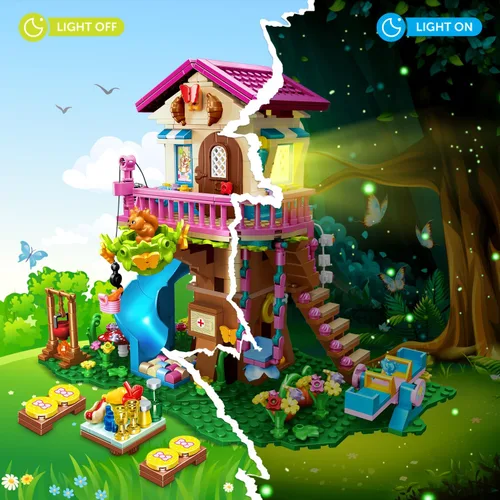 Miniatura 6 de HOGOKIDS Juego de Construcción de Casa del Árbol con Luz LED - 622pcs Bloques de Construcción de Casa del Árbol, Juguetes de Casa del Bosque