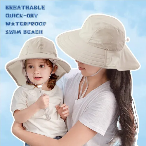 Miniatura 2 de Sombrero de verano para niños pequeños con solapa para el cuello, impermeable, sombrero de natación para niños, protección UV, sombrero de playa