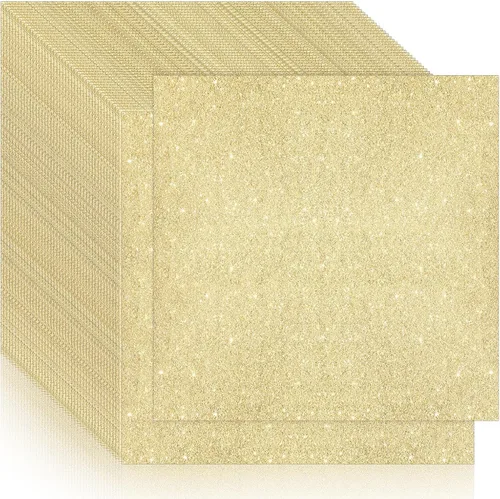 Miniatura 8 de Kisston 50 piezas de papel de cartulina con purpurina dorada brillante de 12 x 12 pulgadas, papel de cartulina resistente de 300 GSM (110 libras)