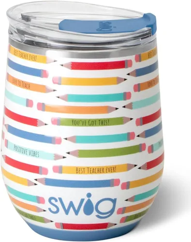 Miniatura 17 de Swig Life Vaso de vino de 12 onzas con tapa, acero inoxidable, apto para lavavajillas, portátil, triple aislamiento (todos los americanos)