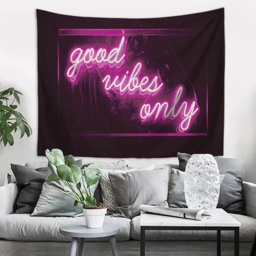 Miniatura 4 de HuxtleEssentials Tapiz decorativo de pared, solo palabras con luz de neón para dormitorio, sala de estar, exterior, 50 x 60 pulgadas Rosa