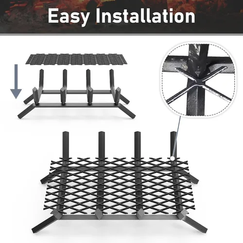 Miniatura 5 de Flamorrow Retenedor de brasas para rejillas de chimenea de 12 x 7.5 pulgadas, malla de retención de brasas de metal para chimenea, evita que