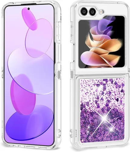 Miniatura 48 de Funda con purpurina para Samsung Z Flip 3, a prueba de golpes, funda de TPU transparente con purpurina líquida para Samsung Z Flip 3 para mujer