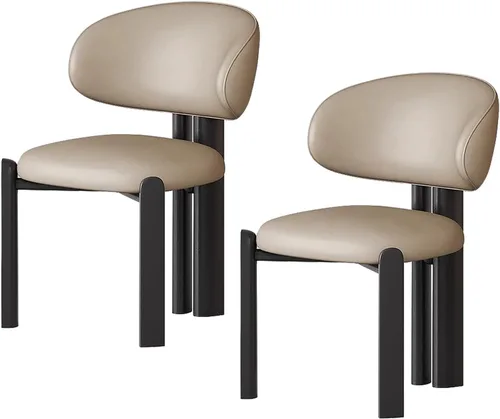 Miniatura 18 de Juego de 2 sillas de comedor tapizadas modernas, diseño cómodo con respaldo curvado para cocina, sala de estar, dormitorio u oficina