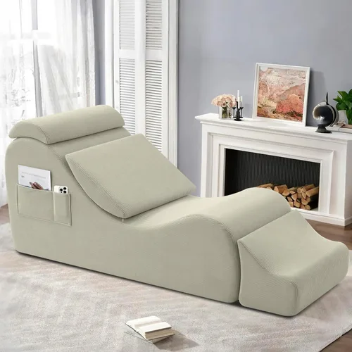 Miniatura 8 de Sillas de yoga para adultos, silla de salón ergonómica para interiores con bolsillo lateral, almohada lumbar, otomana, silla de yoga perfecta