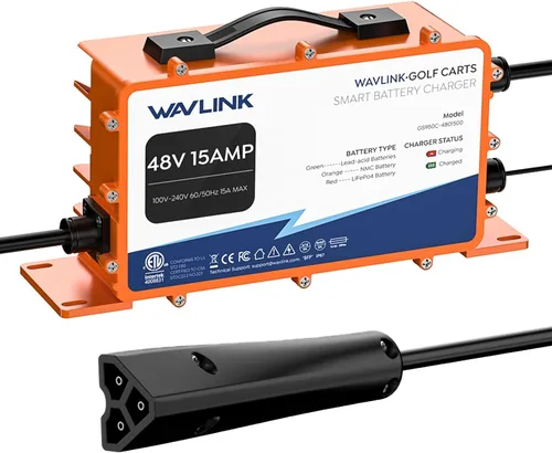 Miniatura 11 de WAVLINK Cargador de batería para carrito de golf de 48 V 18 AMP, impermeable IP67, compatible con LiFePO4/NMC/plomo-ácido
