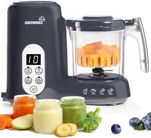 Miniatura 11 de GROWNSY Fabricante de Alimentos para Bebés con Cesta de Vapor, Procesador de Alimentos para Bebés de Un Paso, Vaporera, Puré, Licuadora