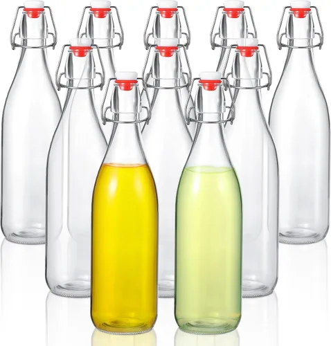 Miniatura 11 de Aoriher 12 botellas de vidrio con tapa oscilante de 25 onzas, botellas de vidrio de 25.4 fl oz con tapas blancas para elaboración casera, kombucha