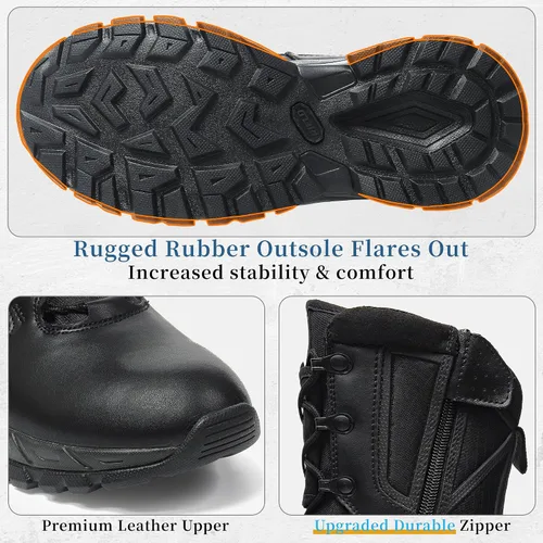 Miniatura 6 de RIELD Botas de trabajo tácticas militares para hombre, ligeras, con cremallera lateral, botas de combate del ejército, para senderismo
