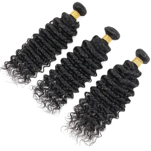 Miniatura 6 de Extensiones de cabello humano ondulado profundo, un paquete de 18 pulgadas, cabello brasileño virgen, paquetes de cabello ondulado profundo