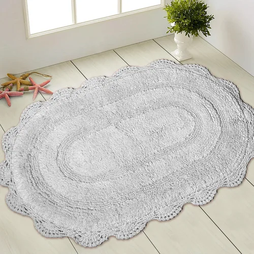 Miniatura 54 de Chardin home Alfombra de baño de ganchillo beige, alfombra de baño ovalada 100% algodón con borde de ganchillo artesanal hecho a mano, alfombra