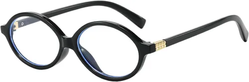 Onrtry Lentes retro ovalados con bloqueo de luz azul para mujeres y hombres, anteojos falsos nerd redondos sin receta
