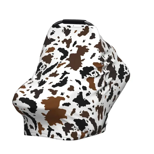 Miniatura 9 de Fundas de asiento de coche con estampado de vaca marrón, cubierta de toldo multiusos para asiento de automóvil, cubierta transpirable para lactancia