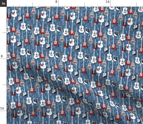 Miniatura 2 de Spoonflower Tela – Guitarras Instrumentos Musicales Rock Roll Music Kids Band Impreso en tela de gasa Fat Quarter – Costura de moda, vestidos