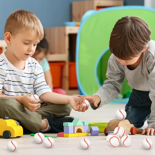 Miniatura 3 de 24 piezas de pelotas de goma rebotadoras de béisbol para niños, pelotas de goma de 32 mm para deportes de rebote a granel para recuerdos de fiesta