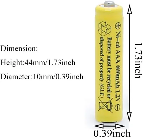 Miniatura 3 de 1.2 V AAA NiCd 600mAh Triple A batería recargable célula para luces solares lámpara de jardín (paquete de 20 AAA)