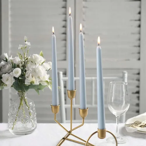 Miniatura 9 de Efavormart - Paquete de 10 velas cónicas de 10 pulgadas, diseño de cera de alta calidad, color azul polvoriento, velas sin perfume Azul empolvado