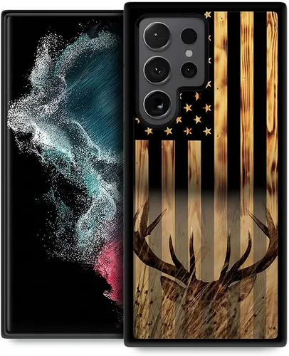 Miniatura 27 de DJSOK Funda compatible con Samsung Galaxy S22 Ultra, diseño con patrón de parachoques trasero, esquinas reforzadas contra arañazos, esquinas Bandera