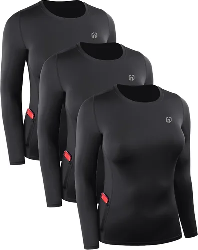 Miniatura 22 de NELEUS - Camisa deportiva de compresión atlética, de manga larga, para mujer, dry fit, paquete de 3